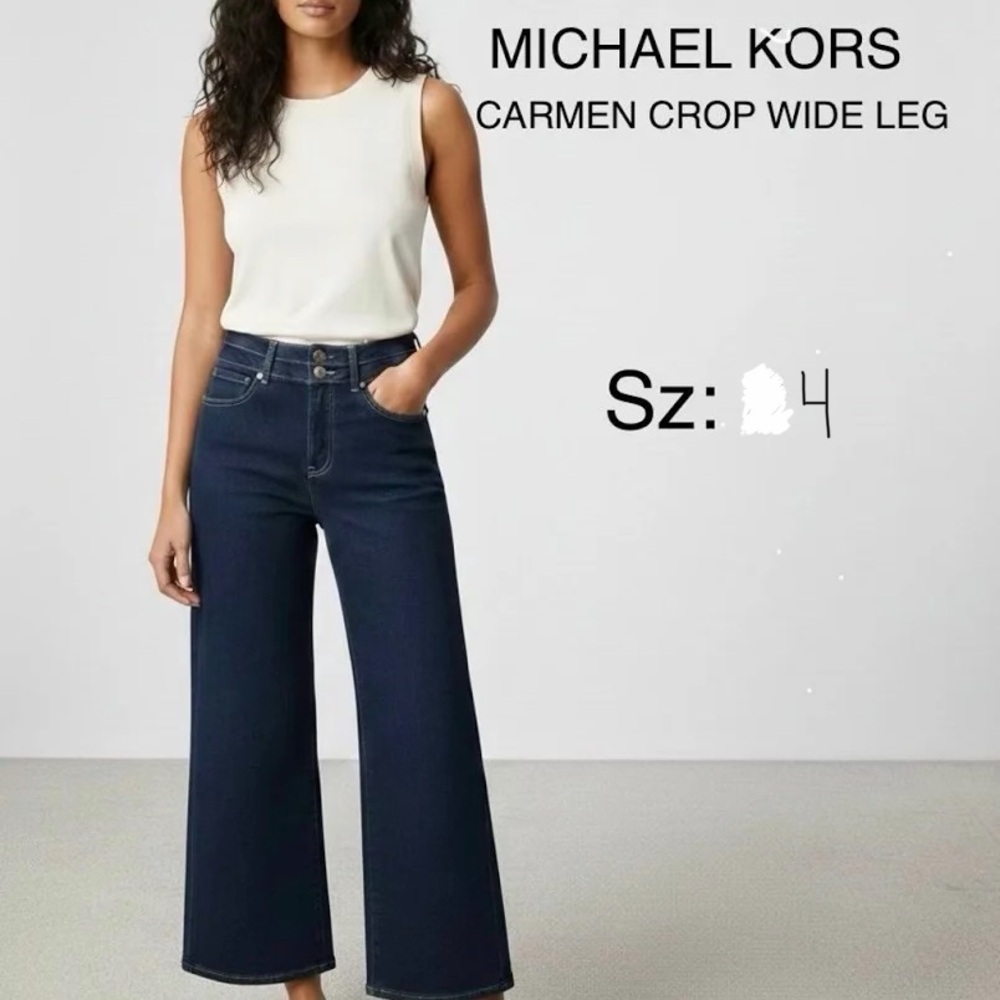 MK Carmen Crop Wide Leg Jeans Dark Indigo NWT